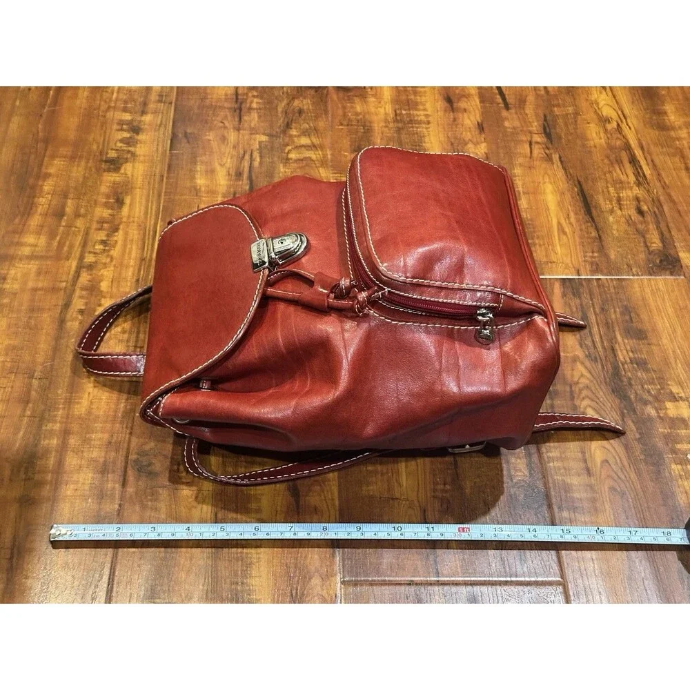 Tornabuoni Made in Italy Designer Red Leather Handbag Bag Backpack EUC